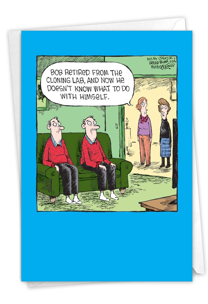 NobleWorks Humorous Retirement Greeting Card From Us with 5 x 7 Inch Envelope (1 Card) Co-Worker, Good Luck Cloning Lab C6362RTG-US - Image 1